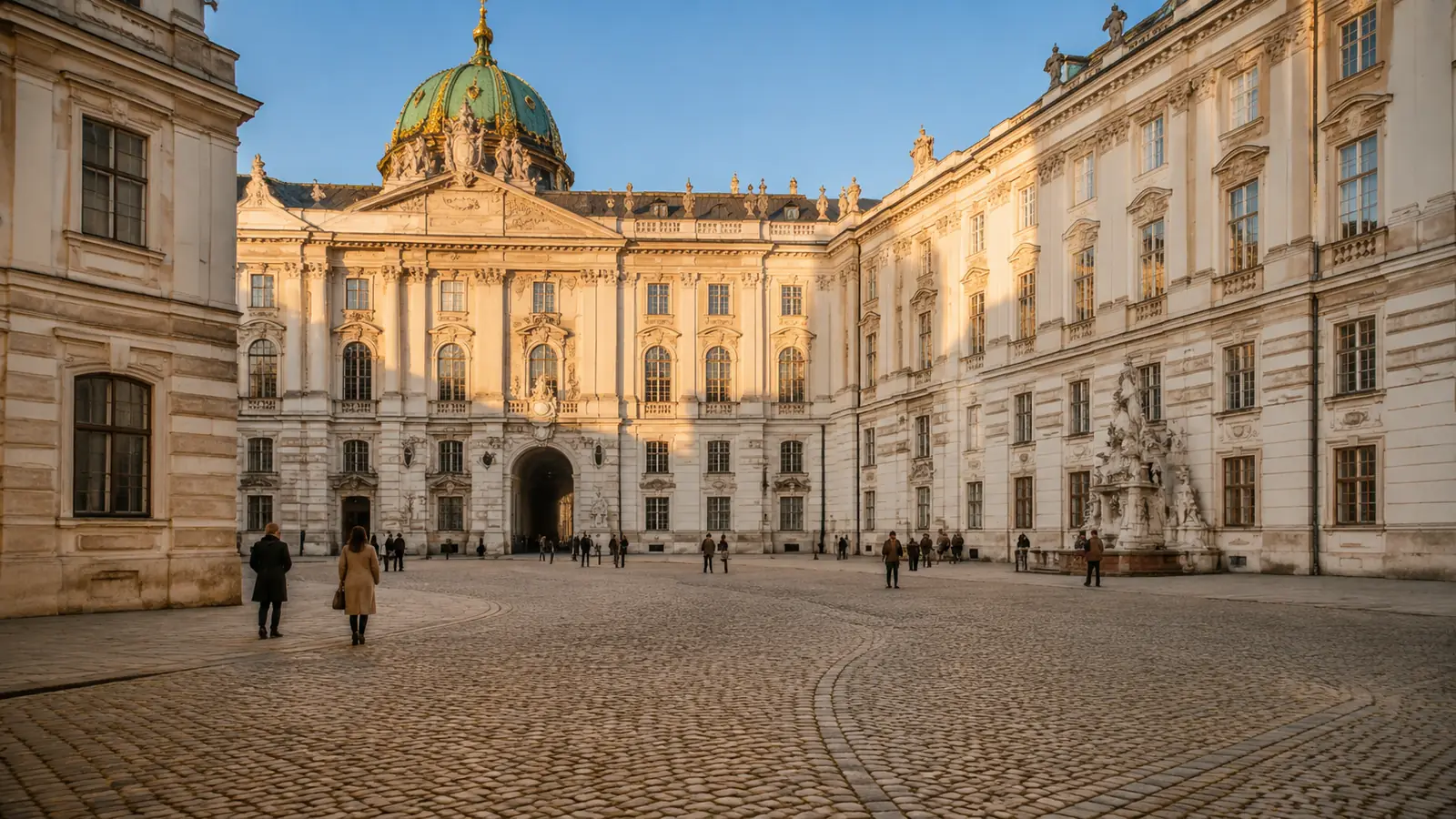 In der Burg, the central courtyard of the Hofburg — free to walk through